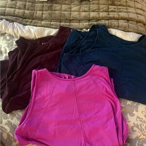 Athleta Foothills Tanks - Vibrant Pink (XL), Blue (L) and Burgundy (L)